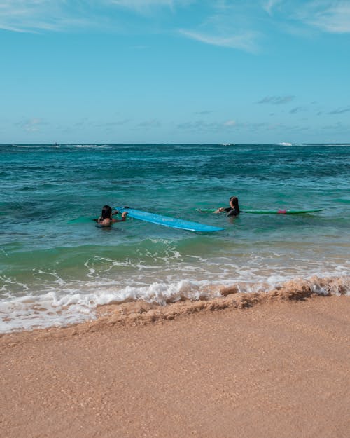 Free 2 People Swimming on Beach Stock Photo