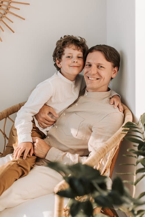 Free Father Sitting with his Son Stock Photo