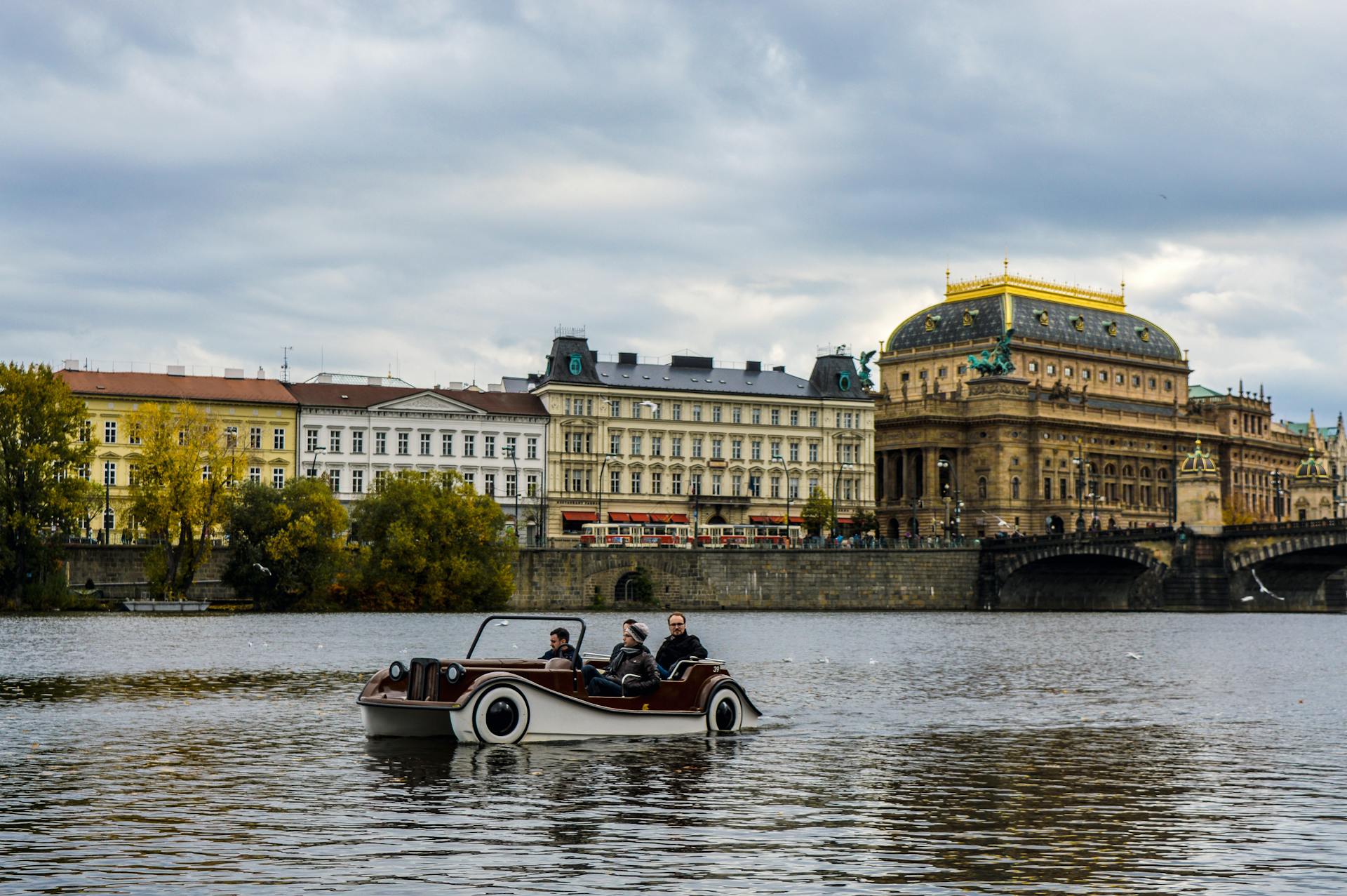 Pedal Boat on River in Prague