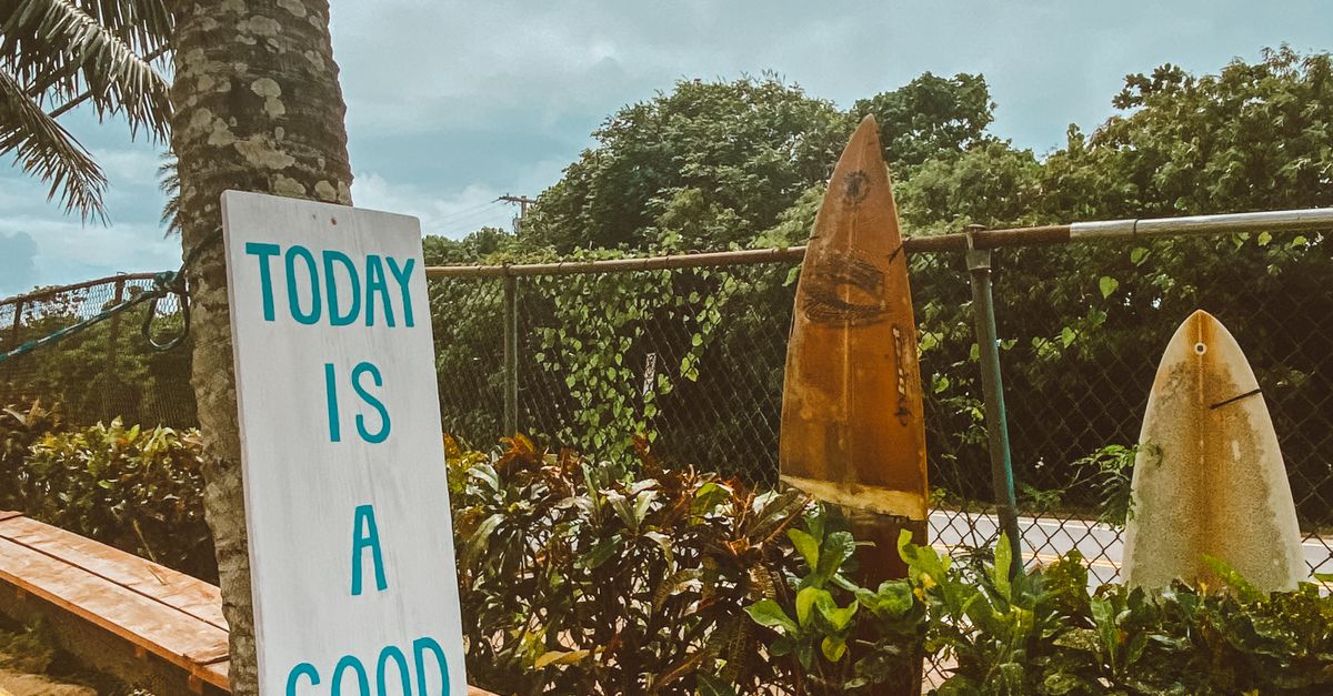 Photo by Jess Loiterton Sunny day in Waialua, Hawaii with palm trees and surfboards creating a vibrant tropical vibe.
