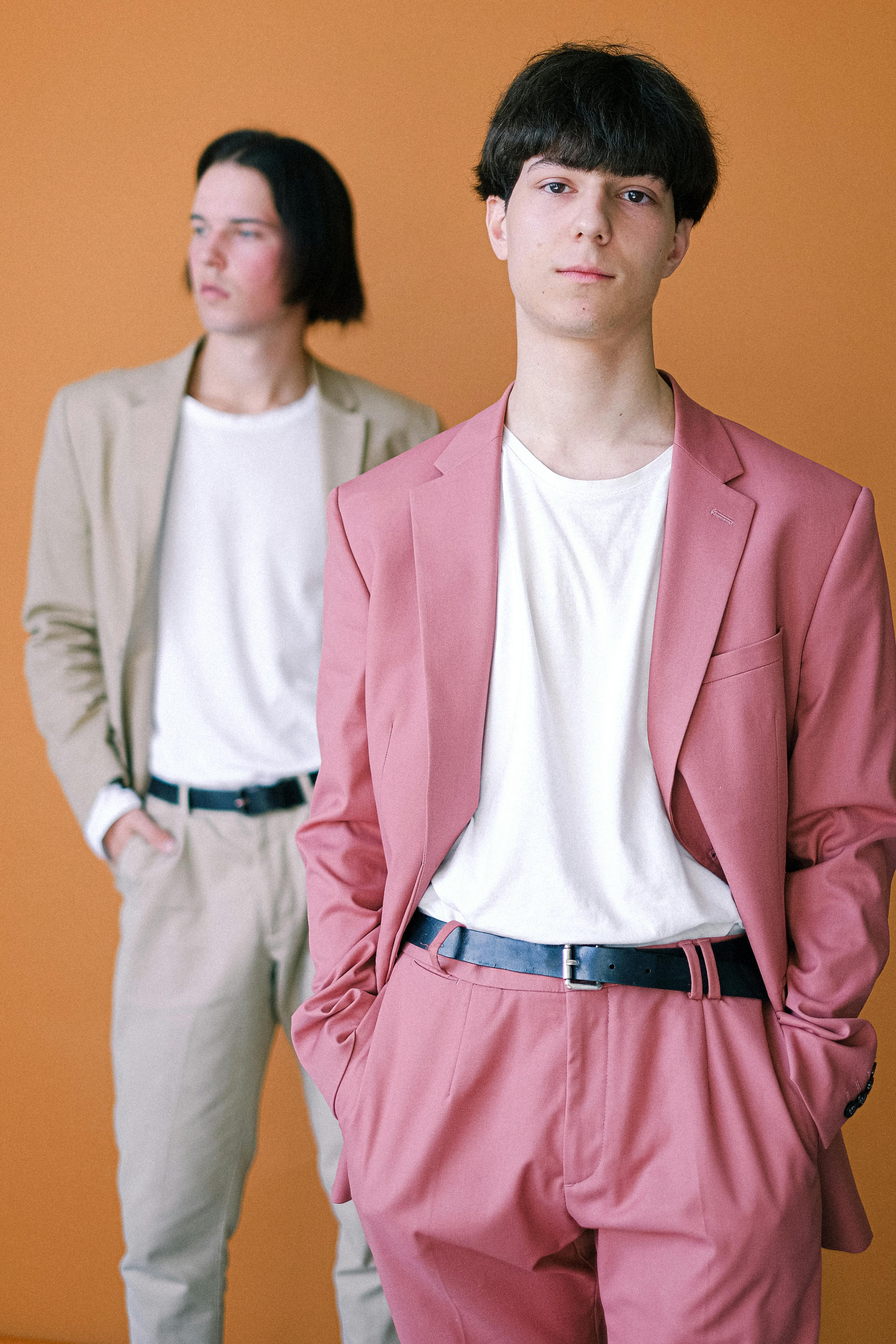 pink blazer white shirt