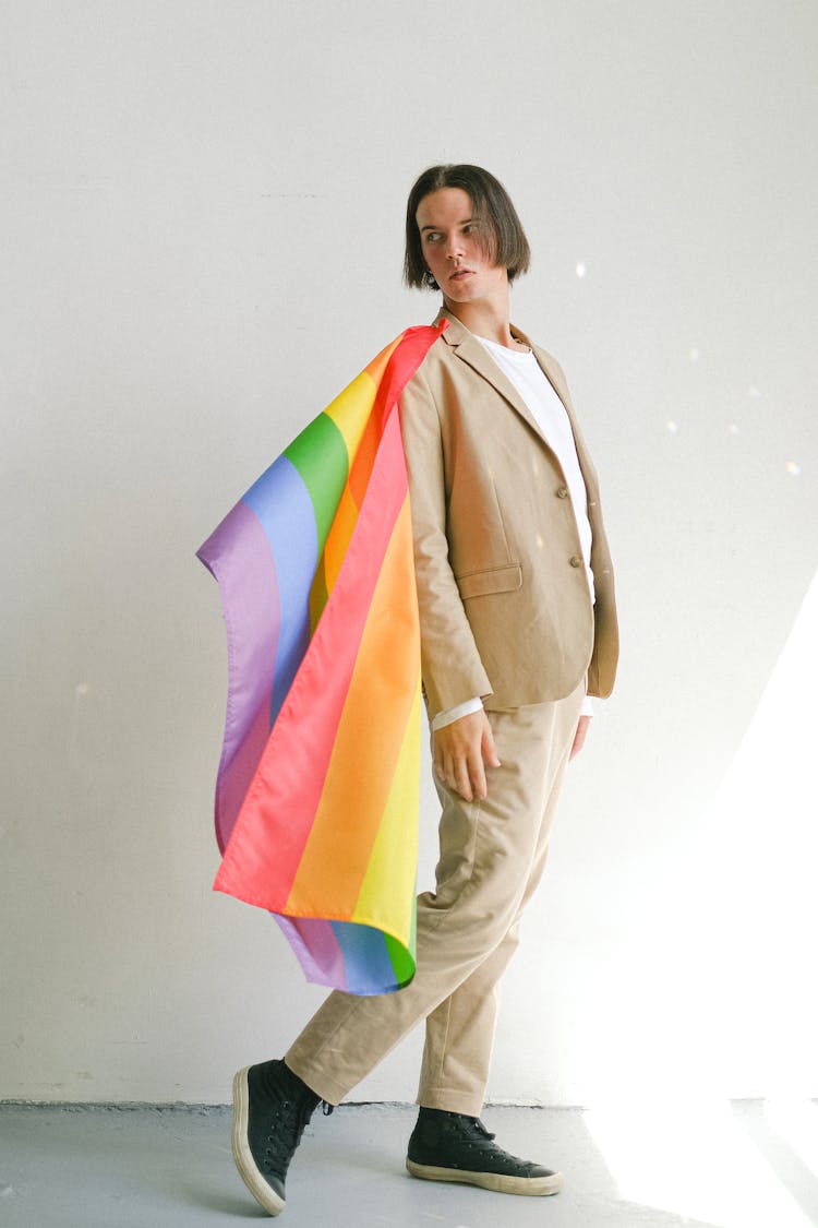 Man With A Gay Pride Flag