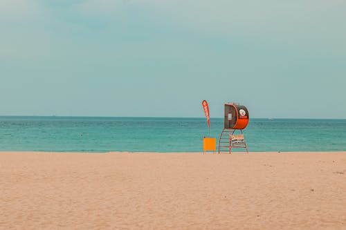 Lifeguard Tower on an Empty Beach 