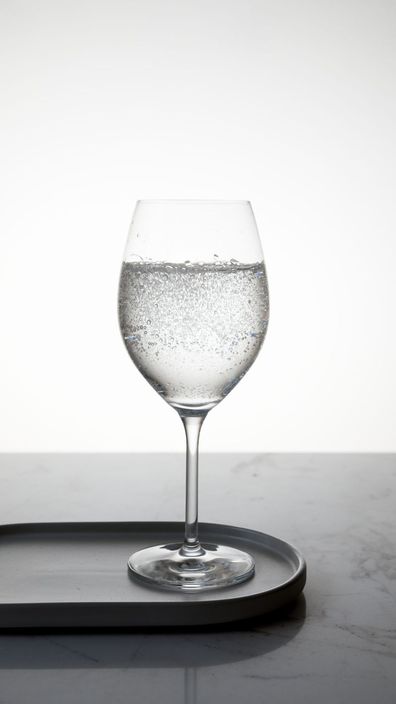 Verre d'eau gazeuse minérale riche en minéraux essentiels