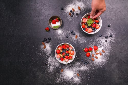 Free Three Bowl of Berries Stock Photo