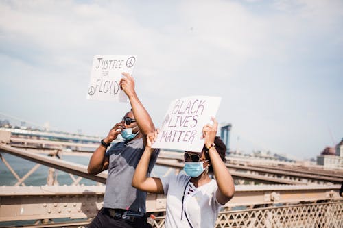 Demonstranten Mit Schildern