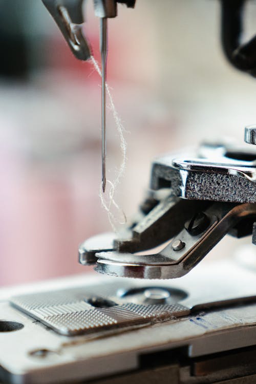 Silver Sewing Machine in Tilt Shift Lens