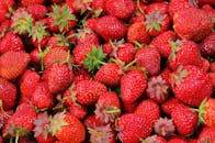 特写镜头中，新鲜、有机、多汁的草莓充满活力，展现出丰富的纹理