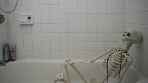 Free Skeleton Inside A Bathtub Stock Photo