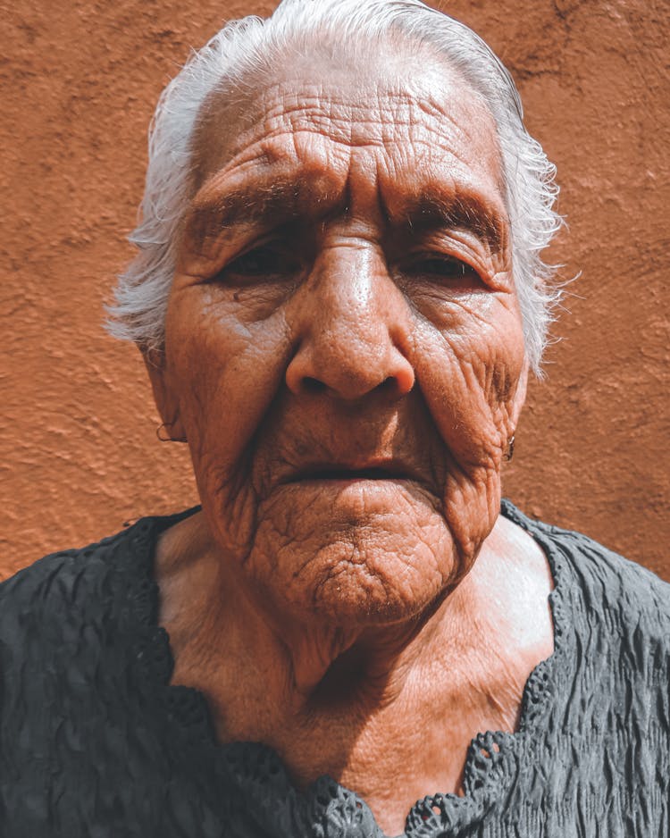 Senior Ethnic Woman With Grey Hair