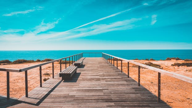 Free stock photo of bench, sea, landscape, nature