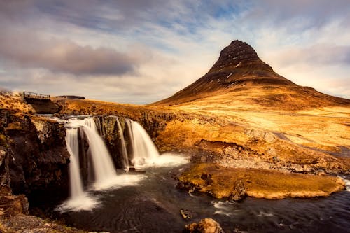 Waterfalls Near Mountain