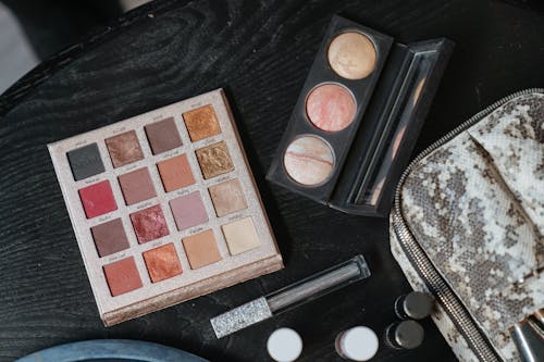 Makeup Palette on Black Wooden Table