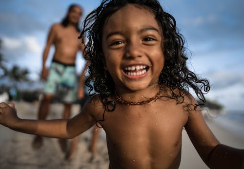 Topless Boy Smiling