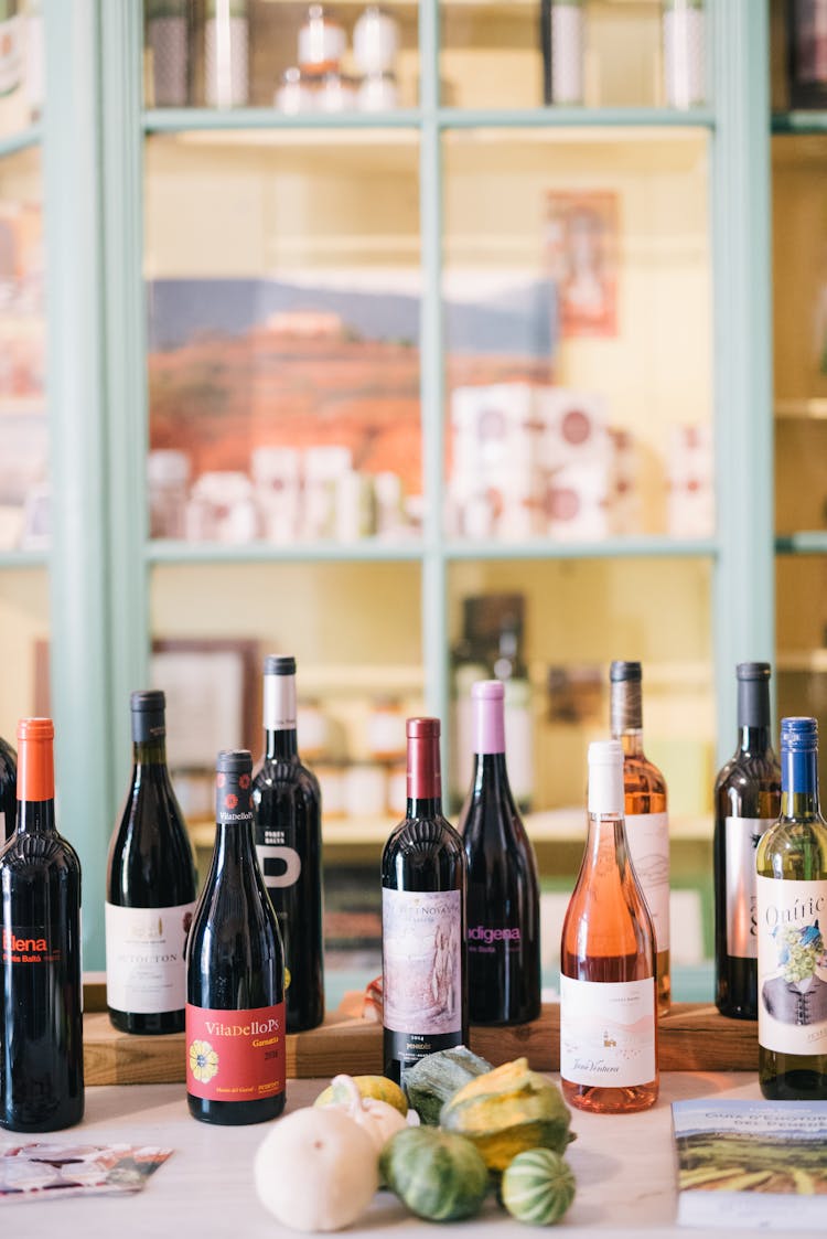 Wine Bottles On Table