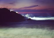 Sea Waves Crushing on Shore at Dusk