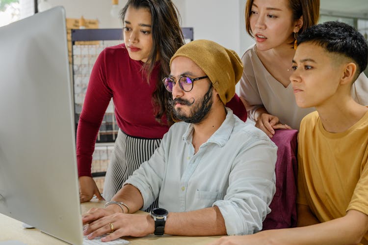 People Looking At Screen At Work