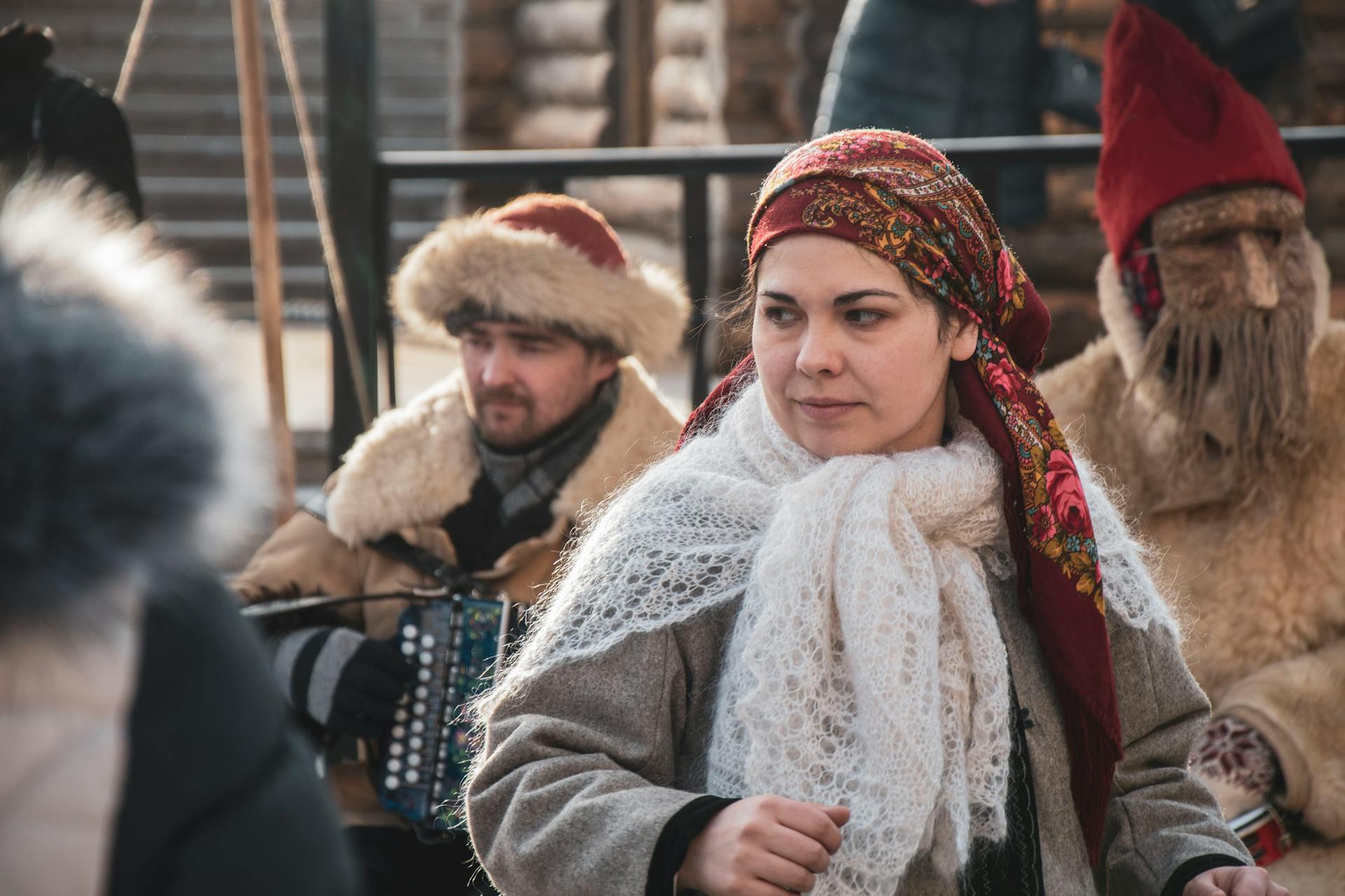 People Wearing Traditional Russian Clothing