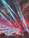 Red and Blue Fireworks Display