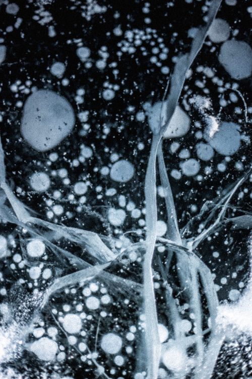 Free Captivating macro shot of frozen bubbles in ice, showcasing abstract patterns. Stock Photo