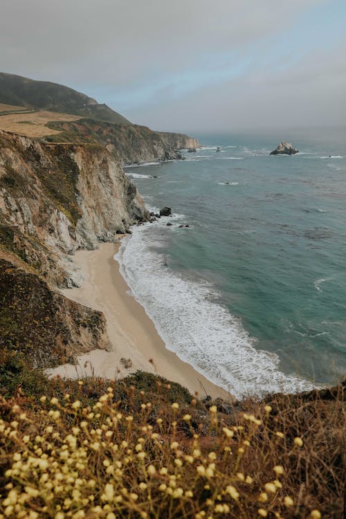 Aerial View of Sea Coastline