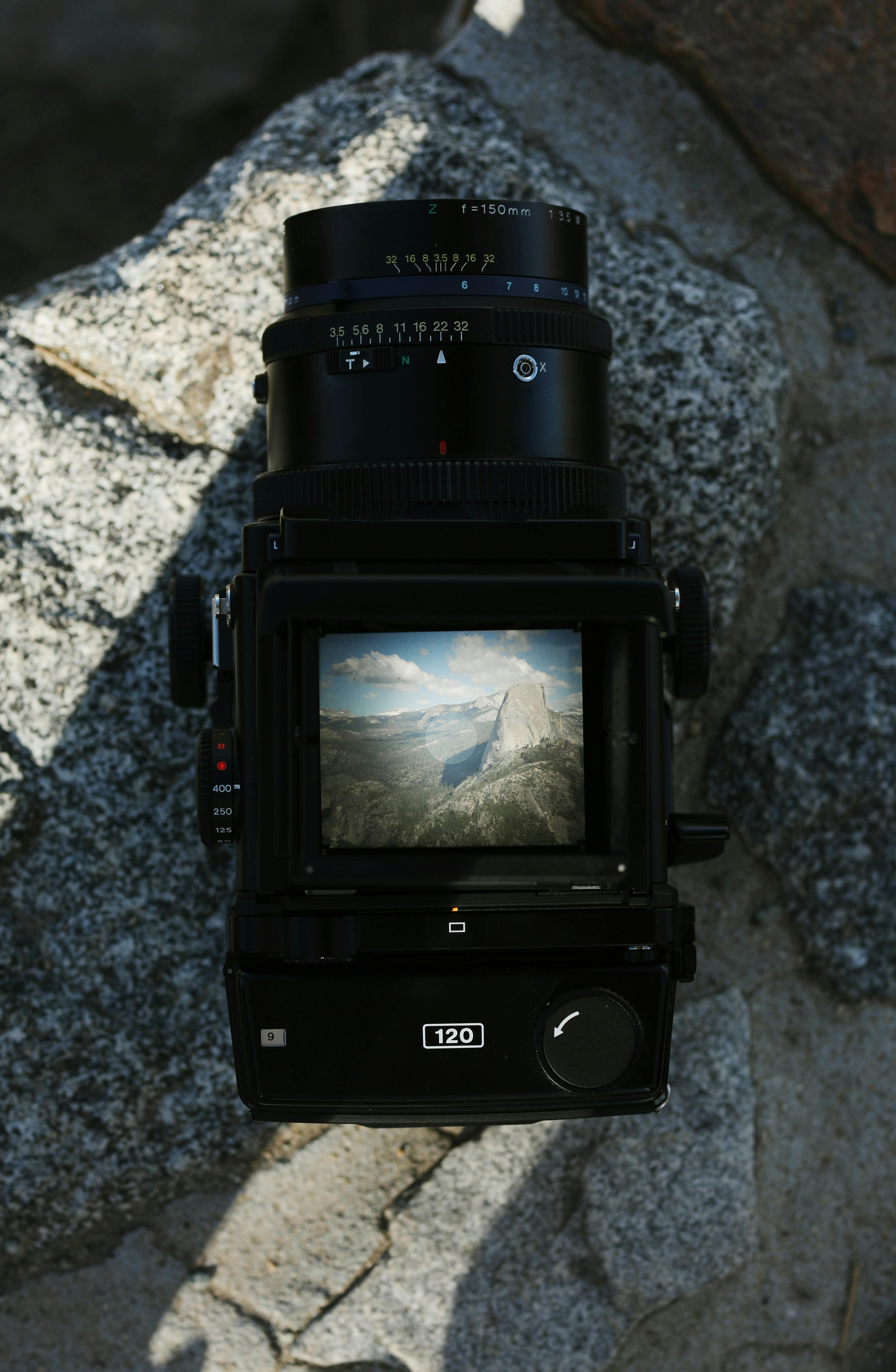 video camera placed on a rock