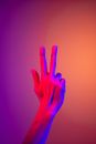 Persons Hand With Purple Manicure