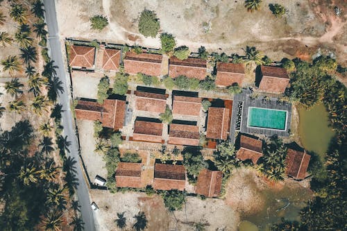 Бесплатное стоковое фото с вид с квадрокоптера, городской, деревня
