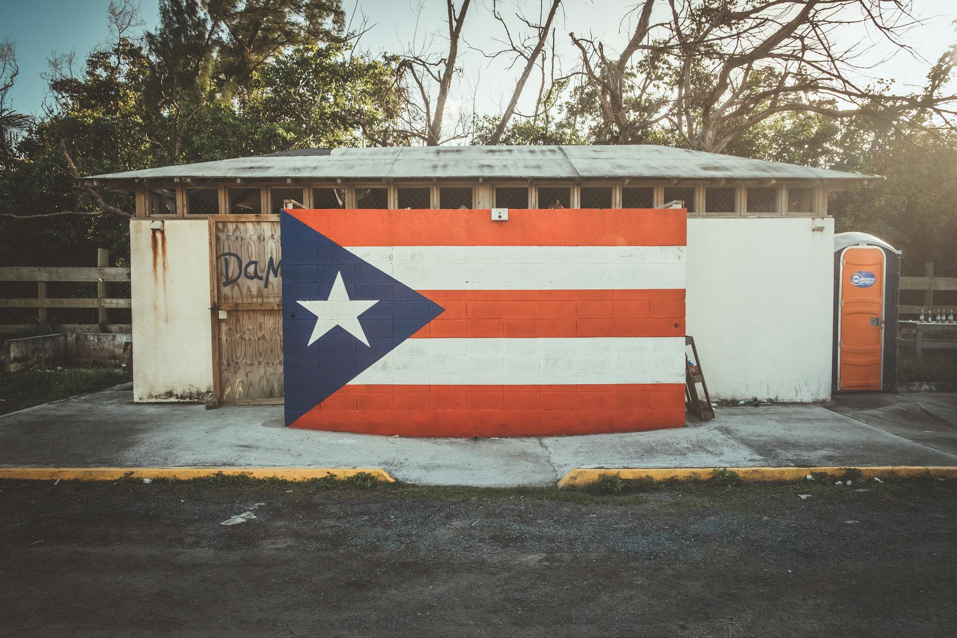 Flag of Puerto Rico Painted on the Wall