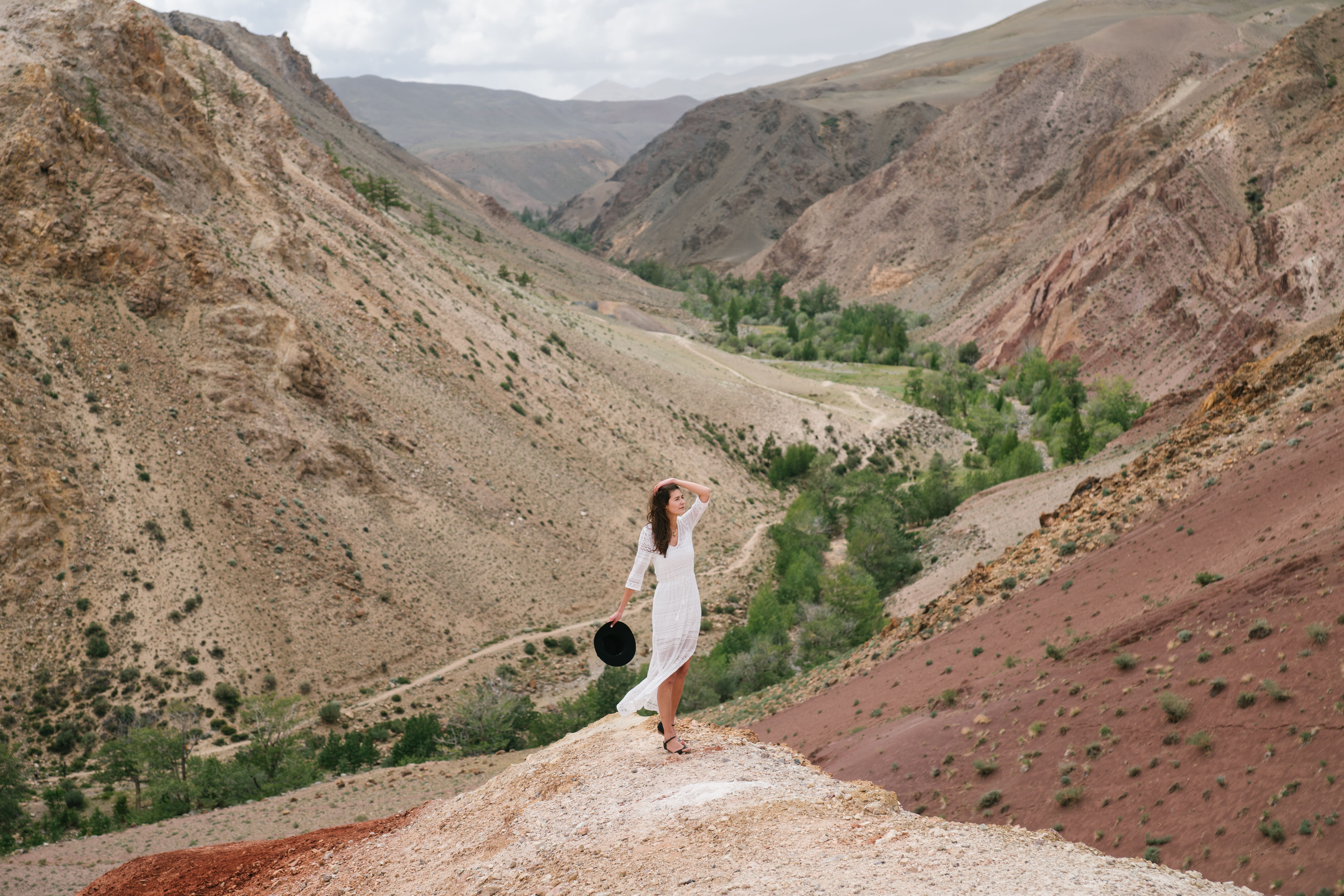 Woman in White Dress Standing on a Desert · Free Stock Photo