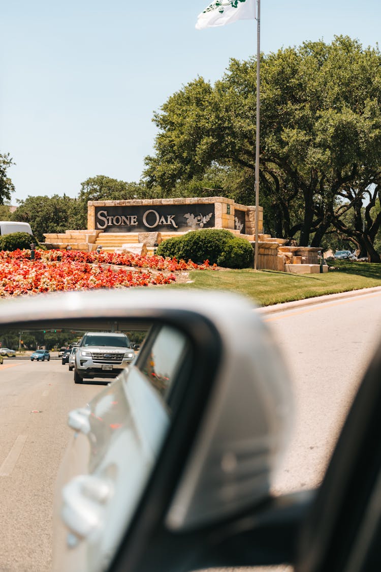 View Of Stone Oak Neighborhoods From The Window Of A Car