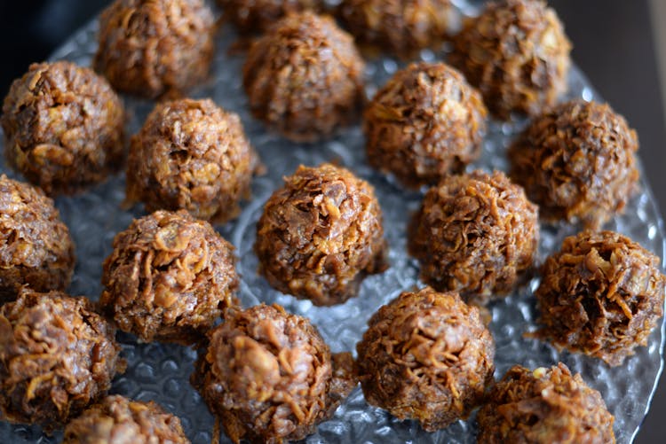 Brown Energy Balls On Plate For Dessert