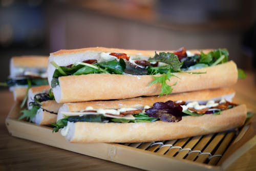 Free Delicious sandwiches with vegetables and herbs Stock Photo