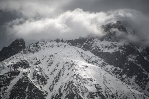 Snow Covered Mountain Under Cloudy Sky