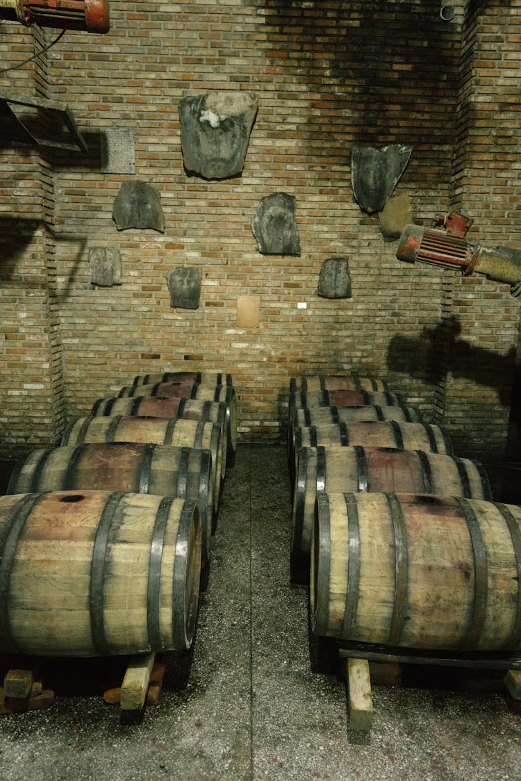 Wine Barrels In A Cellar