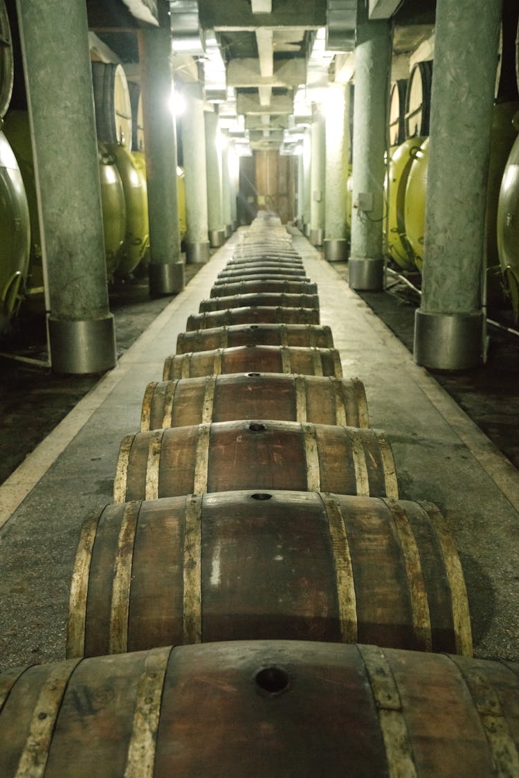 Barrels In Distillery Interior