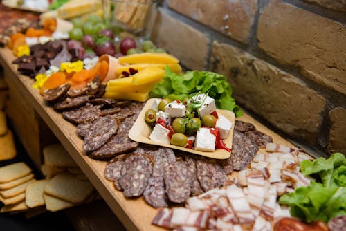 Free Meat cold cuts station in buffet Stock Photo
