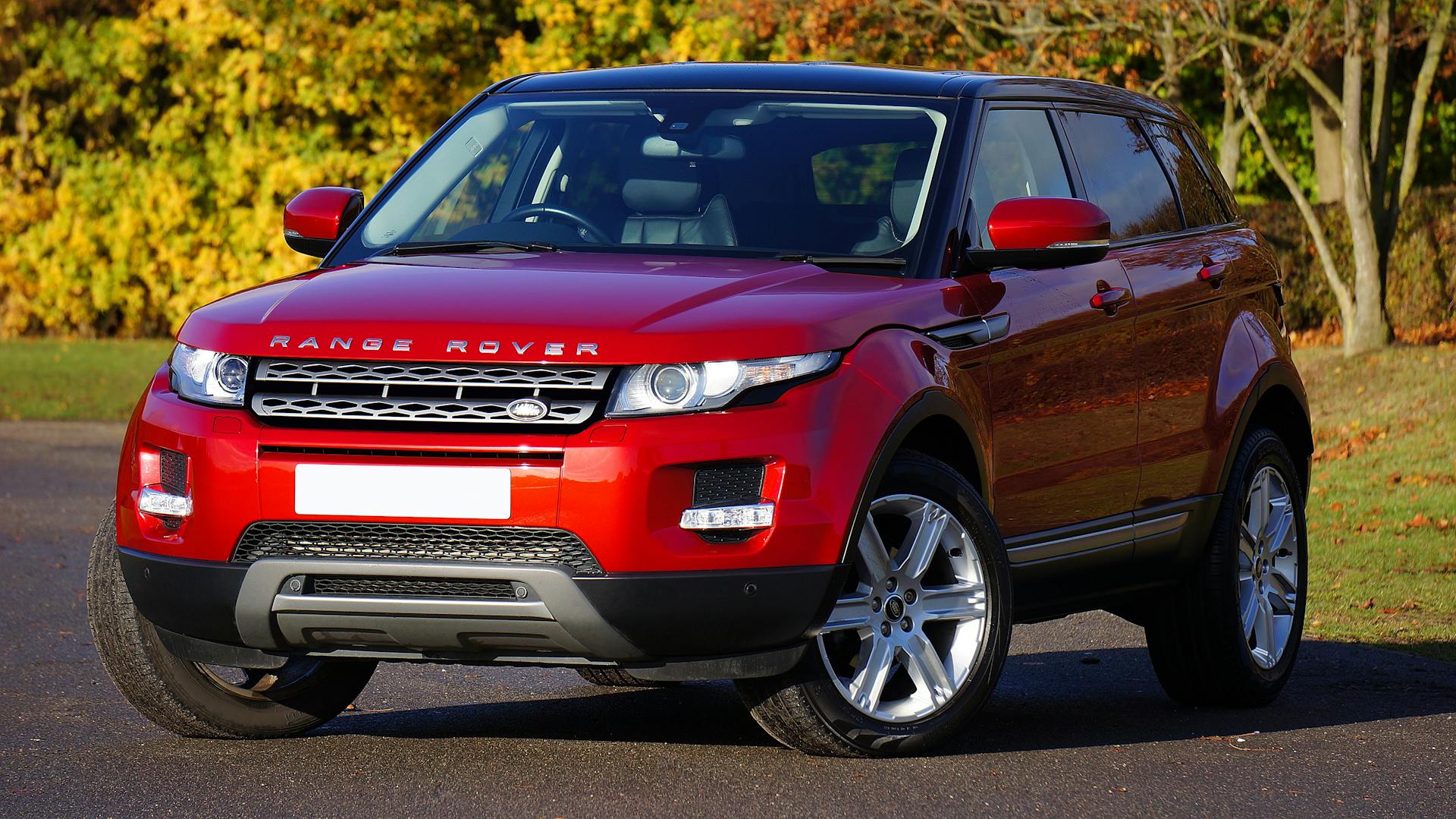 Front View of a Red Range Rover