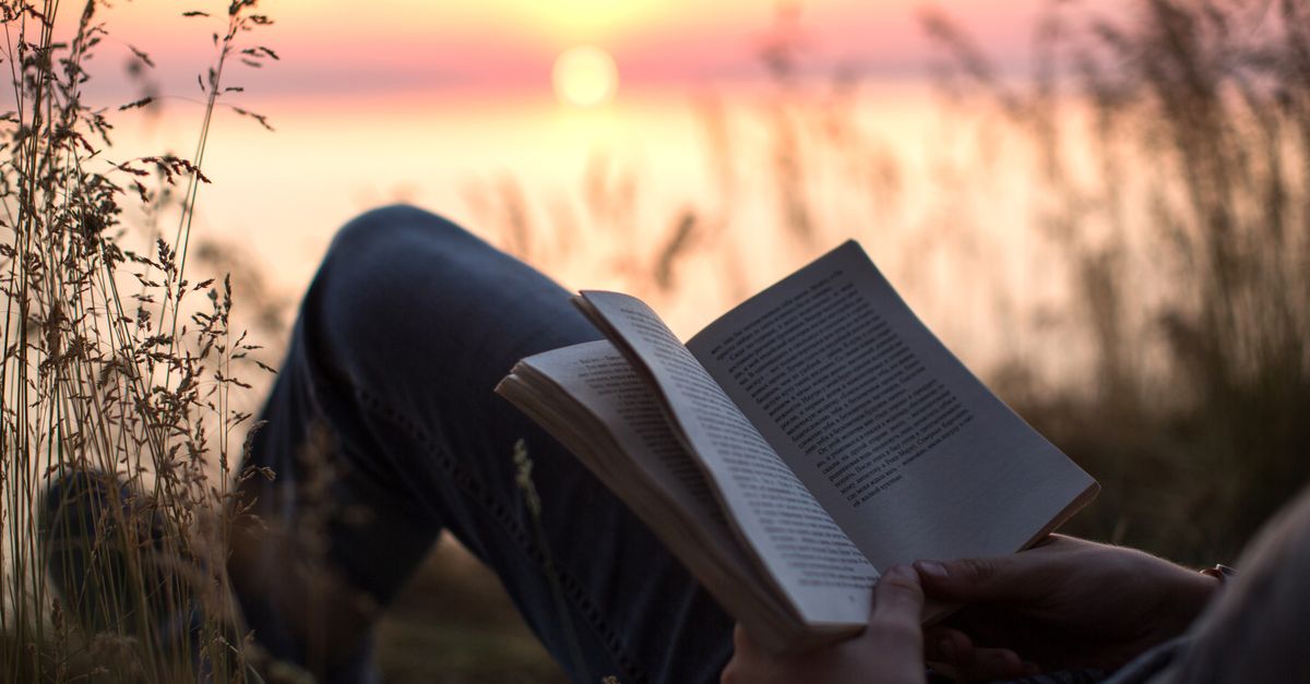 reader holding a book with a glowing community around them
