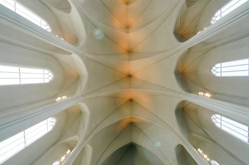 Low Angle Photo White Concrete Ceiling