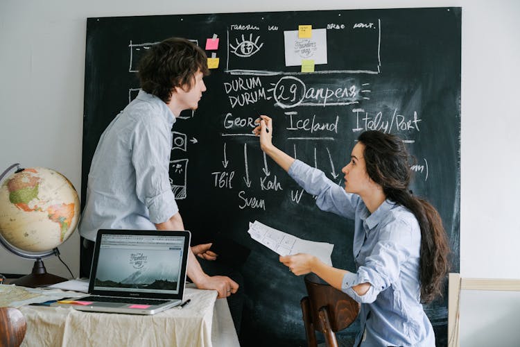 A Couple Planning Their Trip Itinerary