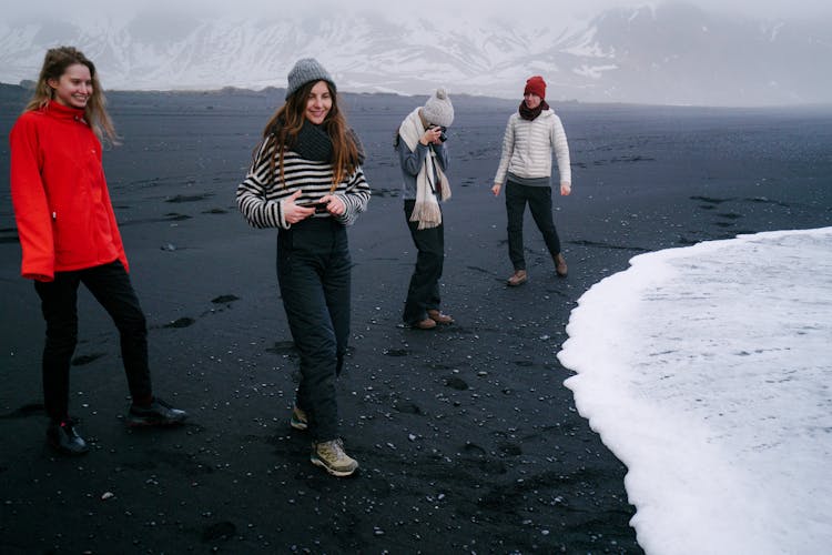 People On Beach In Winter