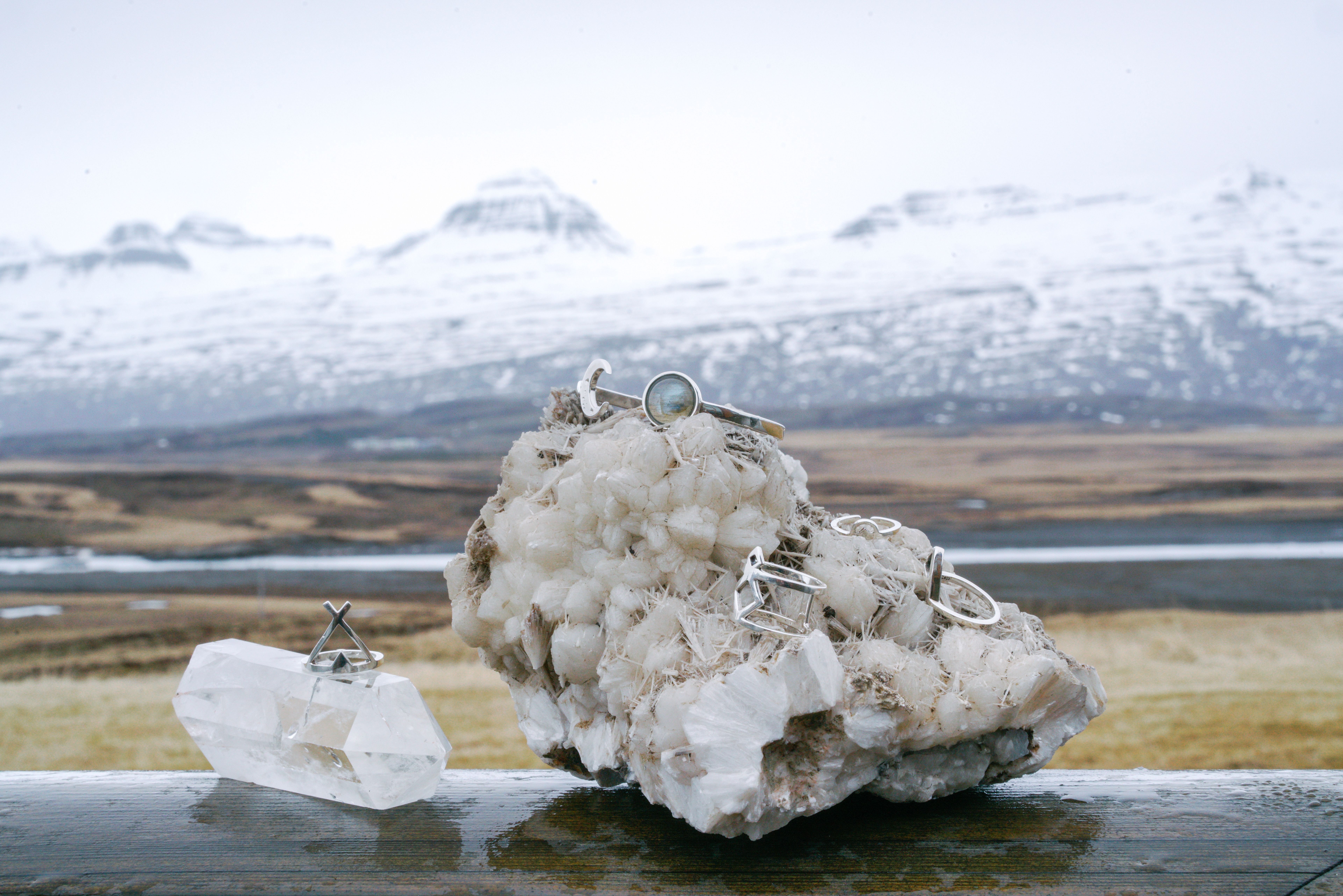 Handcrafted jewelry pieces with natural gemstones