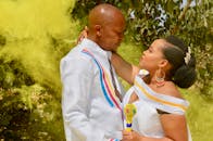 Man and Woman in White Clothing