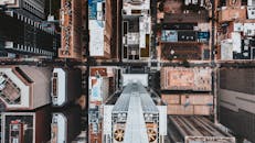 Streets of city with concrete buildings