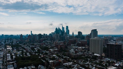 Cityscape with residential and office buildings