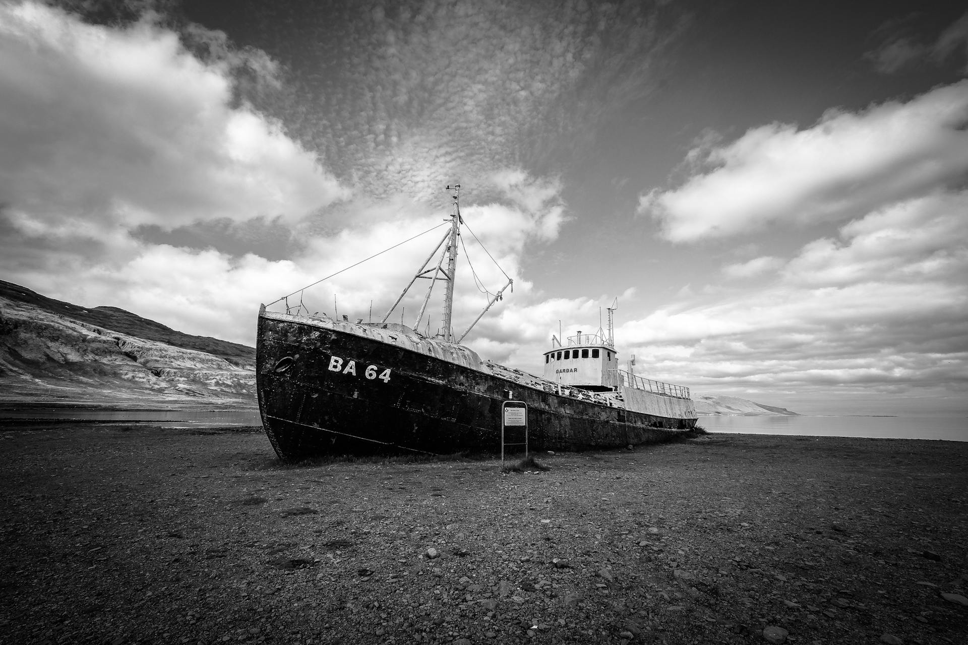 Grayscale Photo of Ship