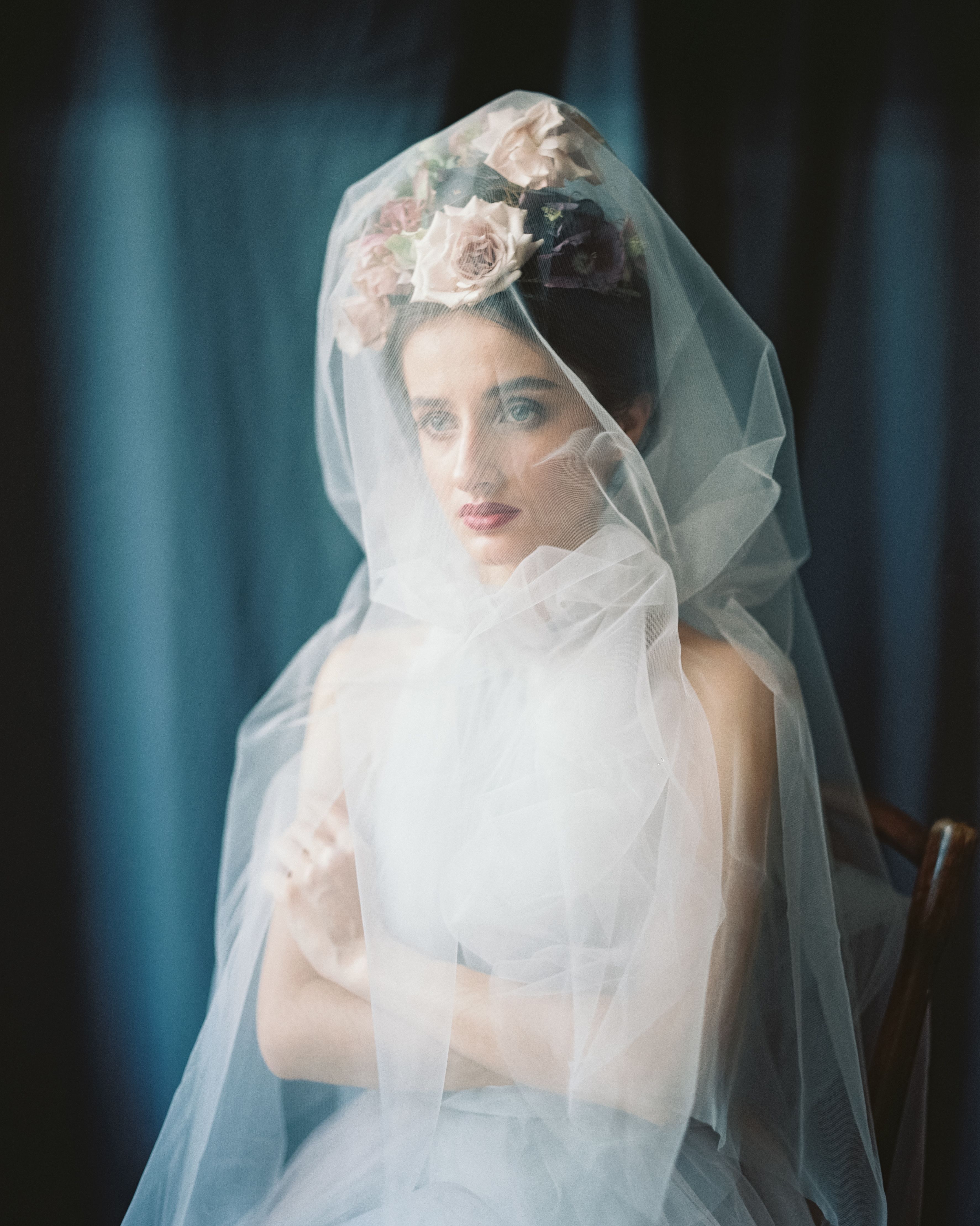 Portrait of Bride wearing Veil and Wedding Dress · Free Stock Photo