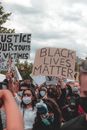 Group of people protesting on street