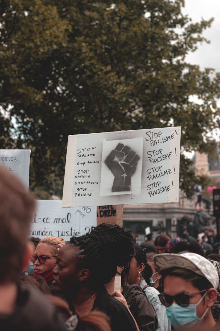 Crowd Protesting Against Racism In City